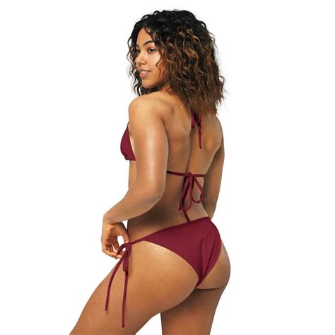 Maroon String Bikini Burgundy String Bikini Set All Over Print Recycled String Bikini Sold By