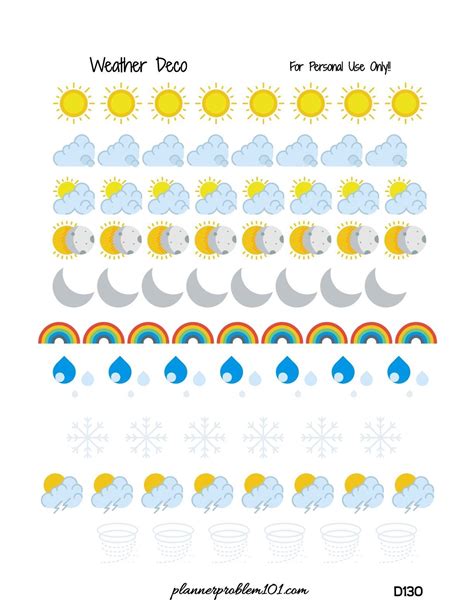 Weather Icons! | Free Printable Planner Stickers - Worksheets Library