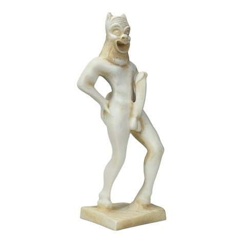 Satyr Faunus Faun Phallus Nude Male Greek Cast Alabaster Statue Sculpture Inches Patina