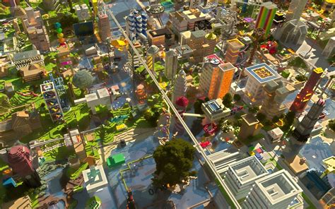 Download Wallpaper 1680x1050 Minecraft, City, Houses, Sunlight