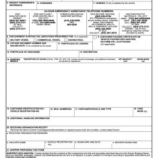 DD Form 2890. DoD Multimodal Dangerous Goods Declaration | Forms - Docs ...