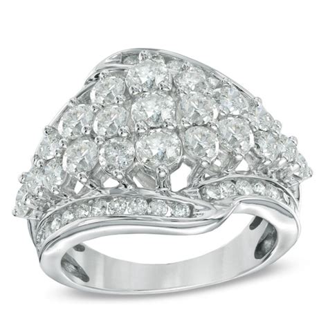 3 Ct T W Diamond Cluster Ring In 10k White Gold Zales