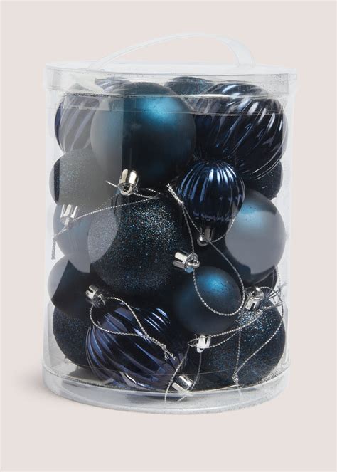 20 Pack Blue Christmas Baubles Matalan