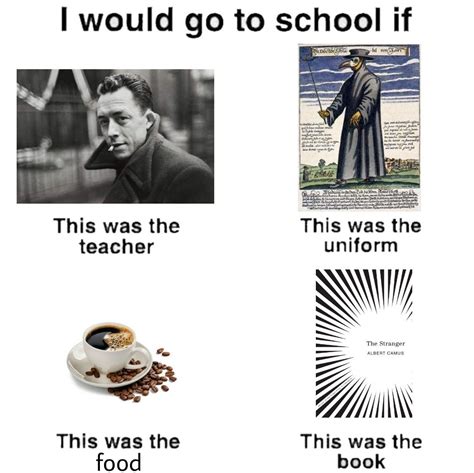 Albert Camus I Would Go To School If Meme Literature Humor Classic