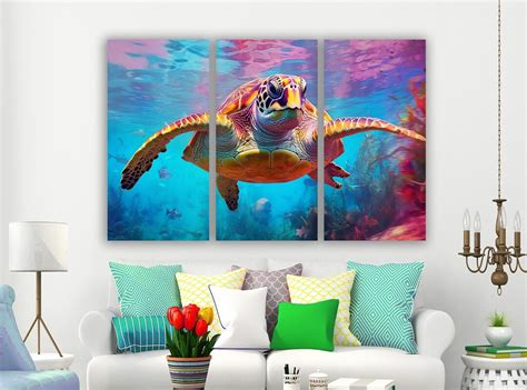 Underwater Sea Turtle Canvas Wall Art Turtle Wall Art Turtle - Etsy