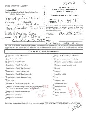 Fillable Online Dms Psc Sc Example Application For A Class C Charter