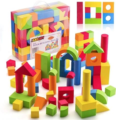 Jaxojoy Foam Building Blocks For Kids 108 Piece Soft Foam