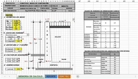 Muy Buena Hoja De Calculo Para Muros De ContenciÓn