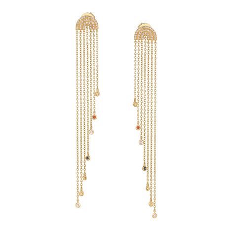 Diamond Rainbow Fringe Earrings