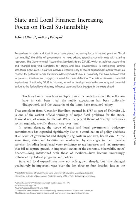 state  local finance increasing focus  fiscal sustainability