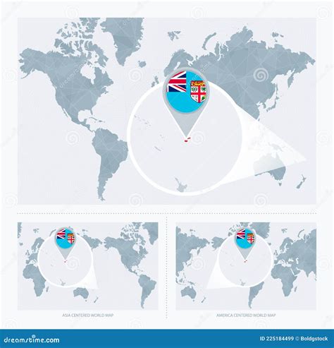 Fiji Magnificado Sobre El Mapa Del Mundo Versiones Del Mapa Mundial