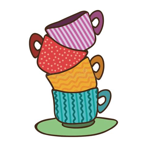 Stack Of Colorful Coffee Cups Stock Vector Illustration Of High