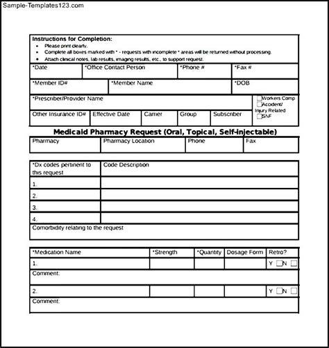 Medicaid Pharmacy Prior Authorization Form Sample Templates