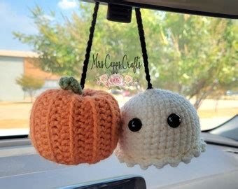 Crochet Halloween Car Decor Hanger Ghost Pumpkin Ghost Etsy