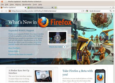 Firefox 4 Beta 8 Gets Better Sync And Add On Management
