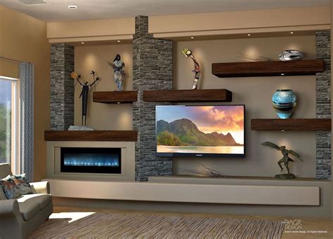 A Floating Shelves Custom Media Wall Design Using Hardwood Floating