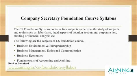 cs foundation syllabus details company secretary  youtube