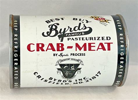 RARE VINTAGE 12 OZ. BYRD'S FAMOUS CRAB-MEAT TIN CAN ~ CRISFIELD, MD