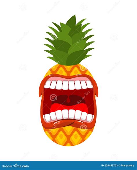 Emoticon Screams Open Mouth And Teeth Crazy Emoji Vector