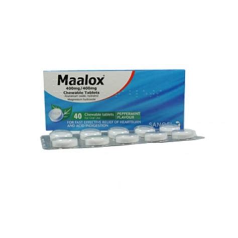 Maalox 400mg400mg Chewable Tablets 40pk Healthwise