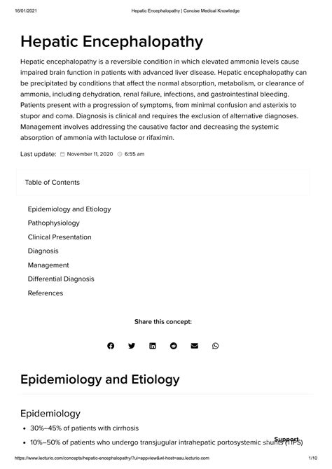 Solution Hepatic Encephalopathy Concise Medical Knowledge Studypool