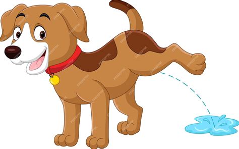 Dessin Animé Drôle Petit Chien Qui Fait Pipi | Vecteur Premium