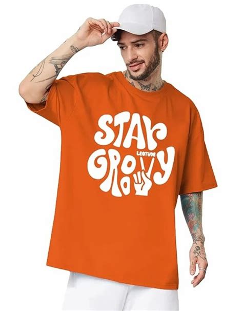 Printed Cotton Leotude Half Sleeve Oversized Tshirt Round Neck At Rs