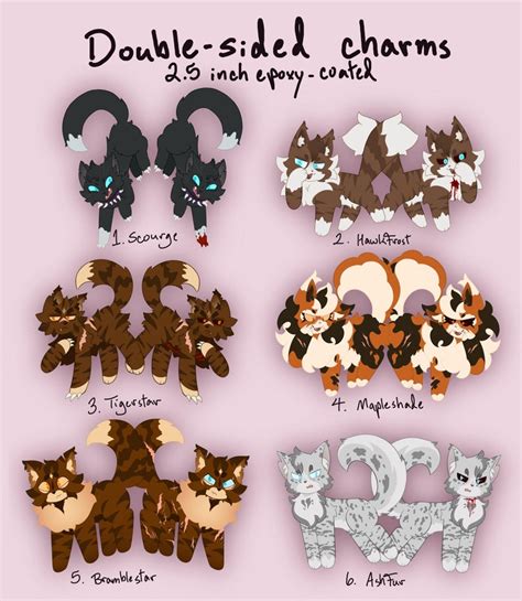 Preorder Warrior Cats Acrylic Charms 25 Double Sided Different Design