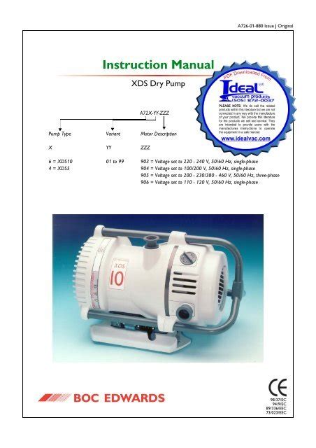 Edwards Xds Xds Dry Scroll Vacuum Pump Users Manual