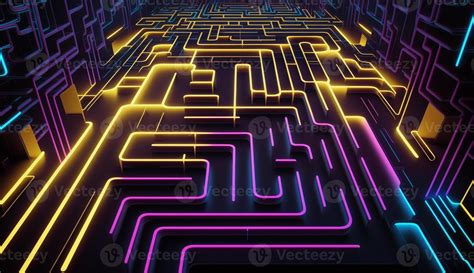 cyber circuit futuristic neon background,motif maze techno wallpaper ...