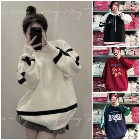 CÁC MÃ ÁO NỈ SIÊU HOT trend nam nữ đều mặc đc form rộng tay dài Unisex Oversize Shopee Việt Nam