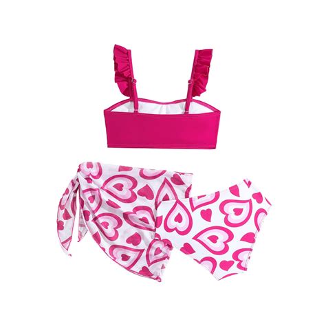 Hiijoy Big Girl Heart Print Bikini Set With Cover Up Swimsuit Bathing Suit Piece Walmart
