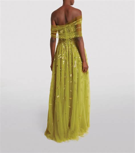 Womens Zuhair Murad Green Embellished One Shoulder Gown Harrods UK