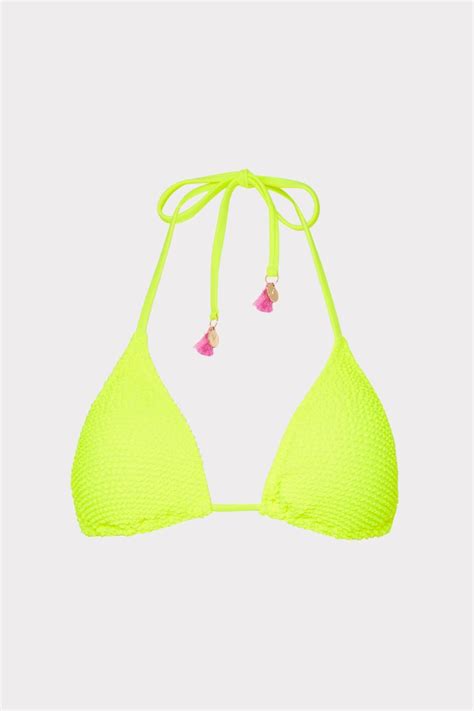 Lori Textured Triangle Bikini Top In Yellow MILLY In Yellow Women Milly Bikinis Paul Kathy