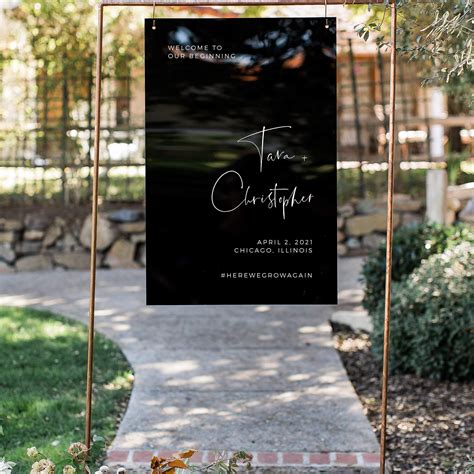 Black Welcome Sign Acrylic Wedding Sign Wedding Signage Black