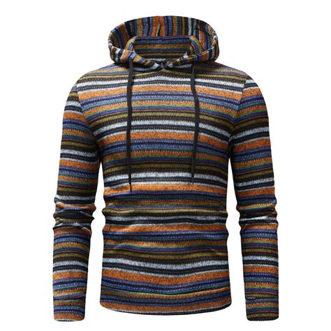 Fancy Striped Hoodie Sweatshirt Men 2018 Autumn Winter New Casual