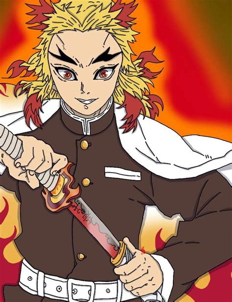 Rengoku Kyojorou Manga Coloring Demon Slayer Kimetsu No Yaiba Amino