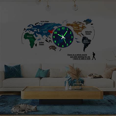 World Map Wall Clocks Modern Design 3d Digital Hanging Clock Quiet Acrylic Wall Clocks Buy