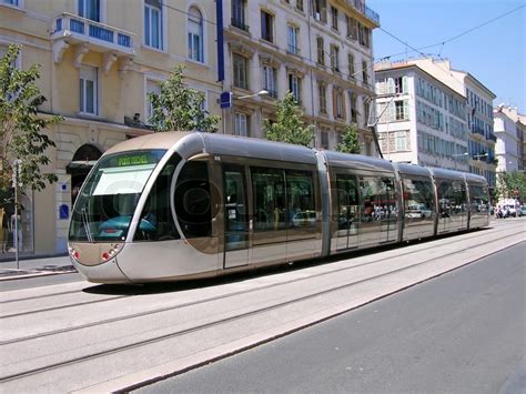 Modern tram in the center of Nice, France | Stock Photo | Colourbox