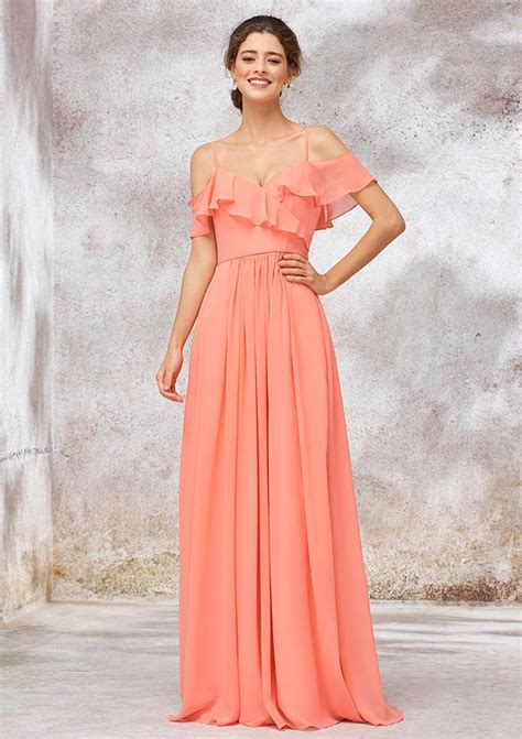 A Line Sweetheart Chiffon Long Floor Length Bridesmaid Dress With