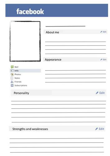 Blank Facebook page | Teaching Resources