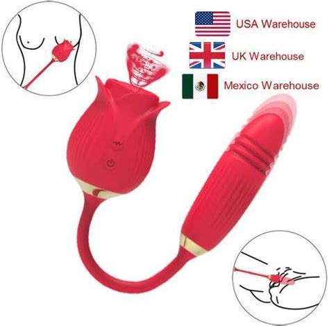 UK Warehouse Melo Rose Vibrator Clitoris Nipple Sucker Thrusting Dildo Vibrators For Women