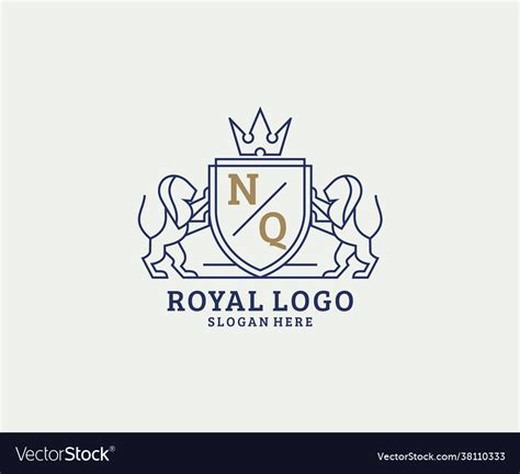 Initial Nq Letter Lion Royal Luxury Logo Template Vector Image