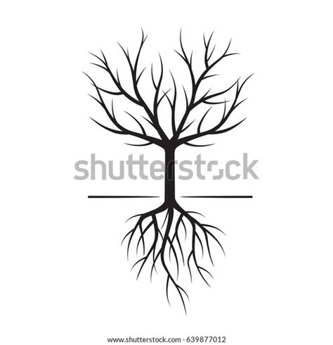 Black Naked Trees Roots Vector Illustration Stock Vector Royalty Free Shutterstock