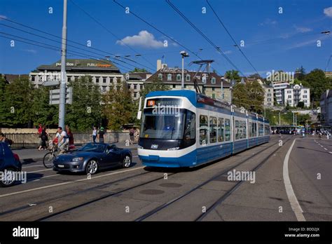 Modern Zurich Tram On The Street Switzerland Stock Photo Alamy