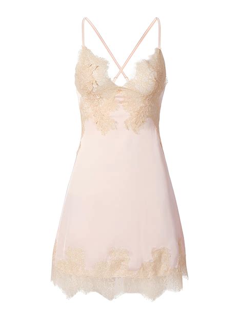 Lilosy Sexy Silk Lace Up Backless Satin Applique Floral Lace Babydoll Lingerie Dress With Tong