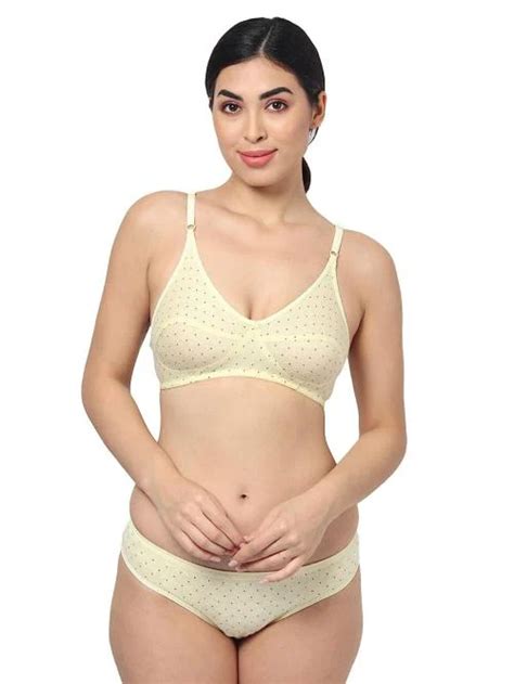 Buy SGC SWEDEN Yellow Polka Print Cotton Lingerie Set 40 Online At Best Prices In India JioMart