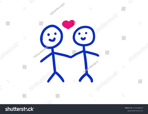 Cute Gay Couple Drawing Homosexual Love Stock Illustration 2133146223
