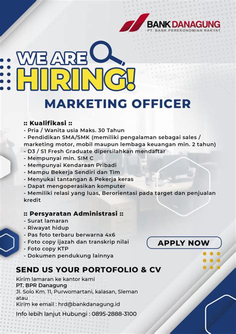 Lowongan Kerja Marketing Officer Di Pt Bpr Danagung Ramulti