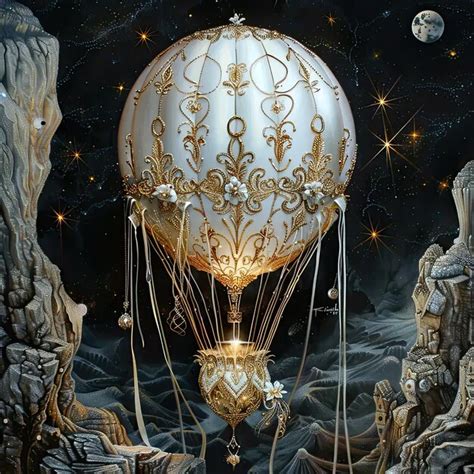 Premium Photo A Painting Of A Hot Air Balloon Floating In The Sky